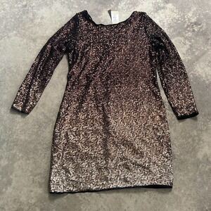 Coast Demi Ombré Sequin Bronze Mini Dress Women Size‎ 18 New Long Sleeve